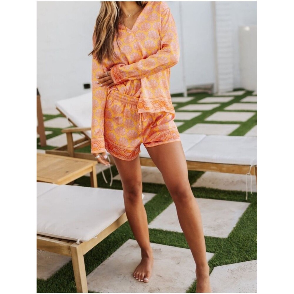 Show Me Your MuMu Early Riser PJ Set Shorts Shells Silky Drawstring Size XS